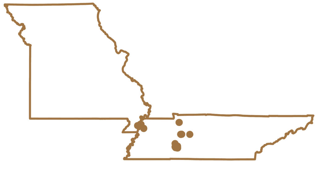 Map outline tennesse and missouri