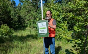 Hanging bat conservation sign